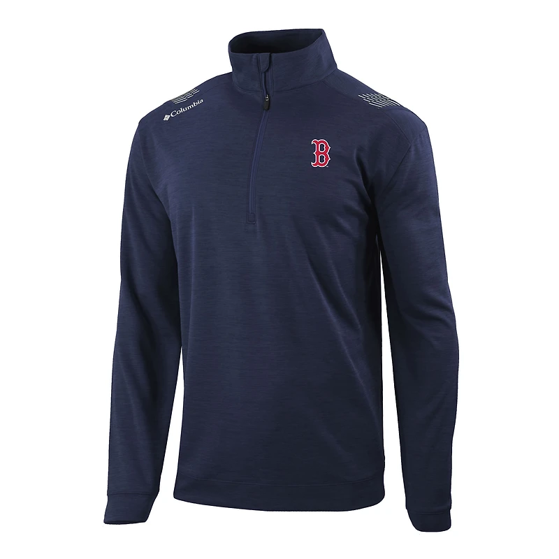 Men's Columbia  Navy Boston Red Sox Omni-Wick Oakland Downs Quarter-Zip Pullover