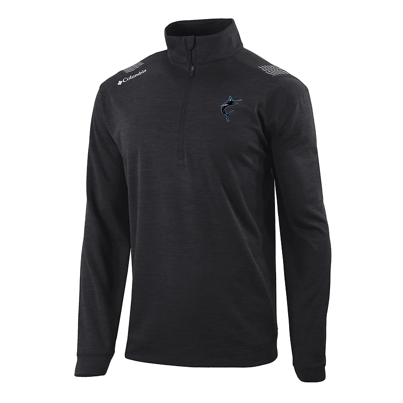 Men's Columbia Miami Marlins Omni-Wick Oakland Downs Quarter-Zip Pullover