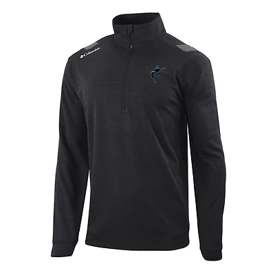 Men's Columbia Miami Marlins Omni-Wick Oakland Downs Quarter-Zip Pullover