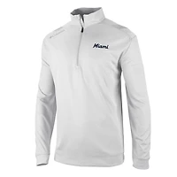 Men's Columbia  White Miami Marlins Omni-Wick Oakland Downs Quarter-Zip Pullover