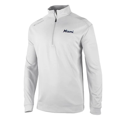 Men's Columbia  White Miami Marlins Omni-Wick Oakland Downs Quarter-Zip Pullover