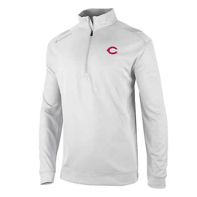 Men's Columbia  White Cincinnati Reds Omni-Wick Oakland Downs Quarter-Zip Pullover