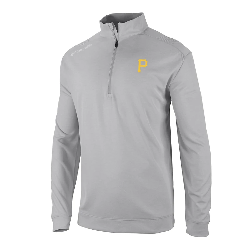 Men's Columbia  Gray Pittsburgh Pirates Omni-Wick Oakland Downs Quarter-Zip Pullover