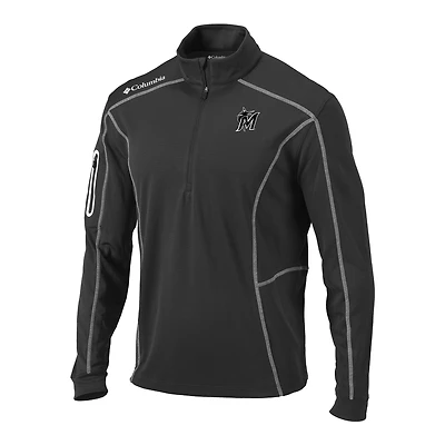 Men's Columbia  Gray Miami Marlins Omni-Wick Shotgun Quarter-Zip Pullover