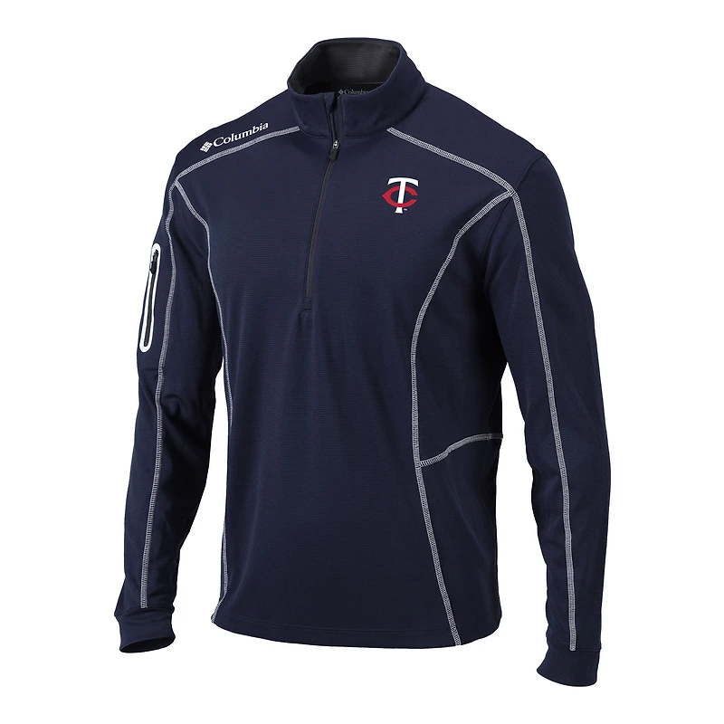 Men's Columbia Navy Minnesota Twins Omni-Wick Shotgun Quarter-Zip Pullover