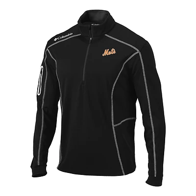 Men's Columbia  Black New York Mets Omni-Wick Shotgun Quarter-Zip Pullover