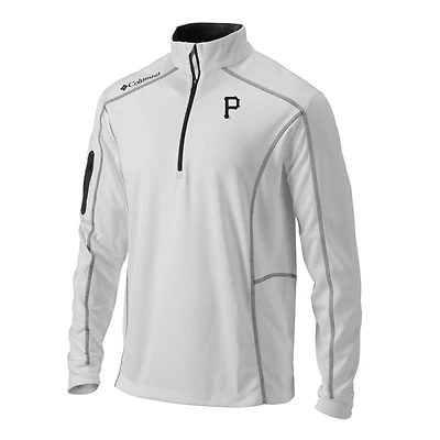 Men's Columbia  White Pittsburgh Pirates Omni-Wick Shotgun Quarter-Zip Pullover