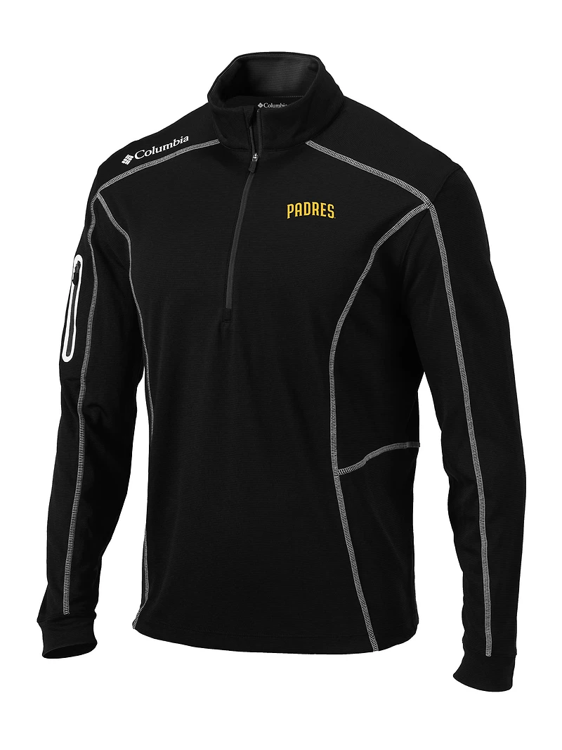 Men's Columbia  Black San Diego Padres Omni-Wick Shotgun Quarter-Zip Pullover