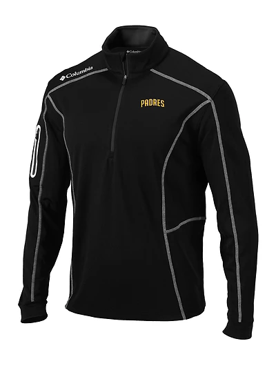 Men's Columbia  Black San Diego Padres Omni-Wick Shotgun Quarter-Zip Pullover