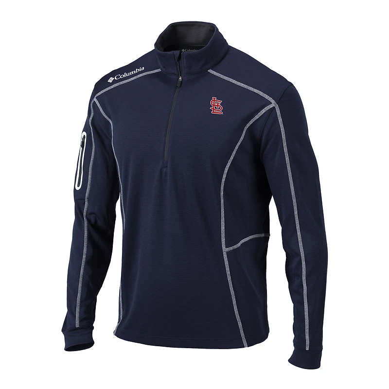 Men's Columbia Navy St. Louis Cardinals Omni-Wick Shotgun Quarter-Zip Pullover