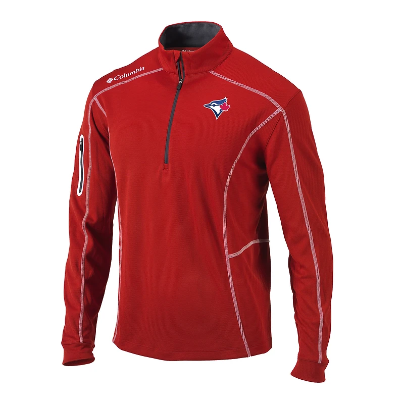 Men's Columbia Red Toronto Blue Jays Omni-Wick Shotgun Quarter-Zip Pullover