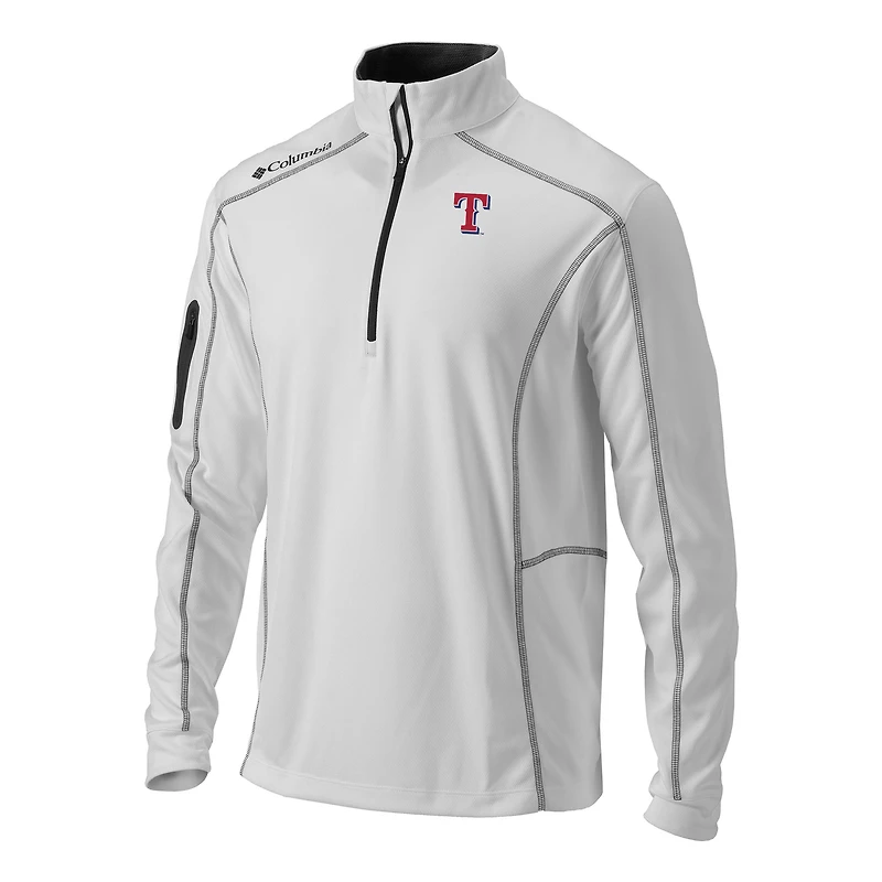 Men's Columbia  White Texas Rangers Omni-Wick Shotgun Quarter-Zip Pullover