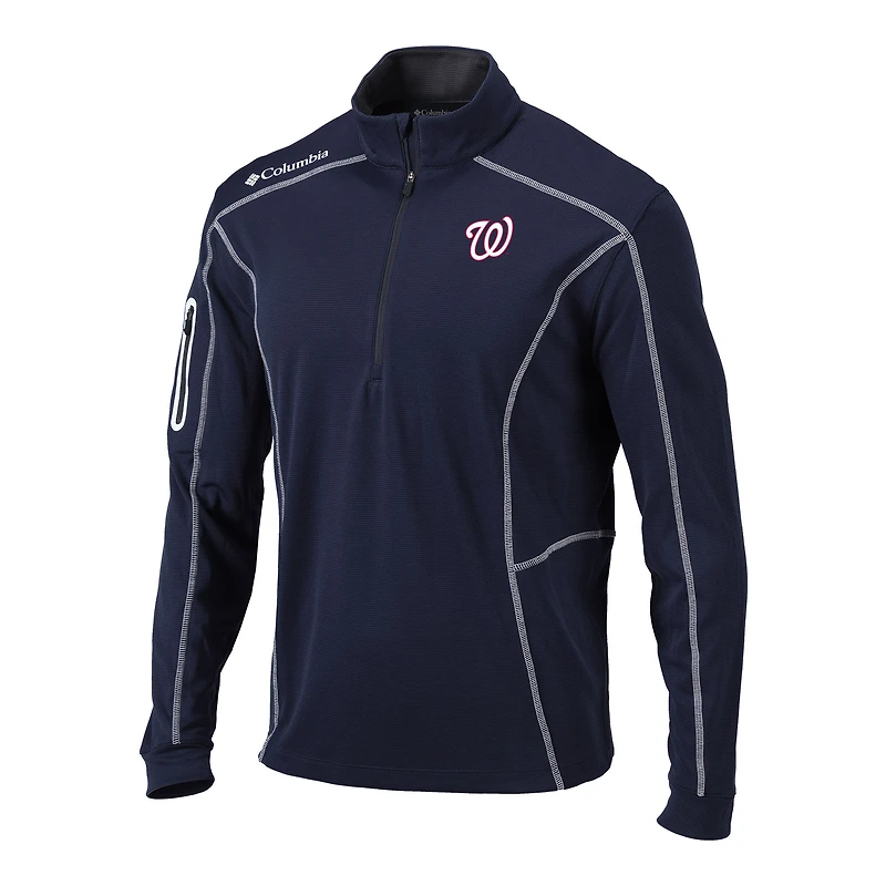 Men's Columbia  Navy Washington Nationals Omni-Wick Shotgun Quarter-Zip Pullover