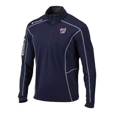 Men's Columbia  Navy Washington Nationals Omni-Wick Shotgun Quarter-Zip Pullover
