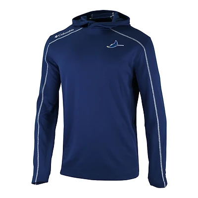 Men's Columbia  Navy Tampa Bay Rays Omni-Wick Shotgun Pullover Hoodie