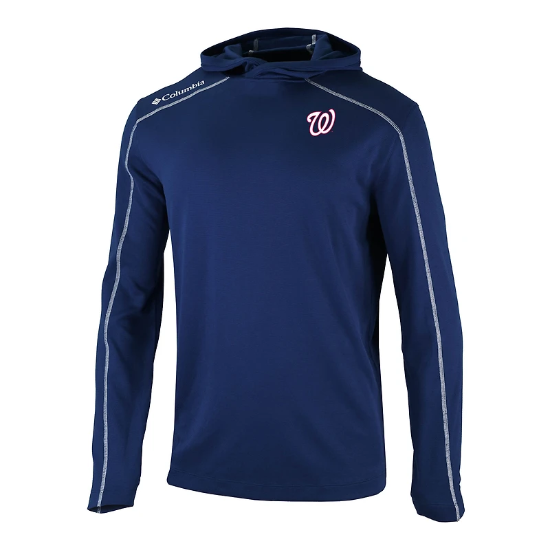 Men's Columbia Navy Washington Nationals Omni-Wick Shotgun Pullover Hoodie