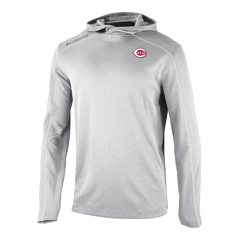 Men's Columbia  Gray Cincinnati Reds Omni-Wick Shotgun Pullover Hoodie