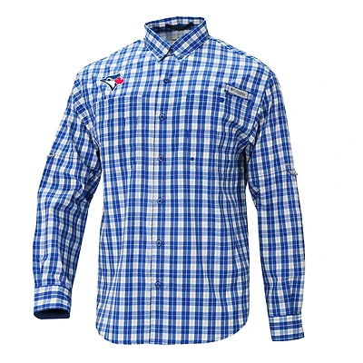 Men's Columbia  Royal Toronto Blue Jays Super Tamiami Omni-Shade Long Sleeve Button-Down Shirt