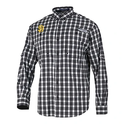 Men's Columbia  Black San Diego Padres Super Tamiami Omni-Shade Long Sleeve Button-Down Shirt