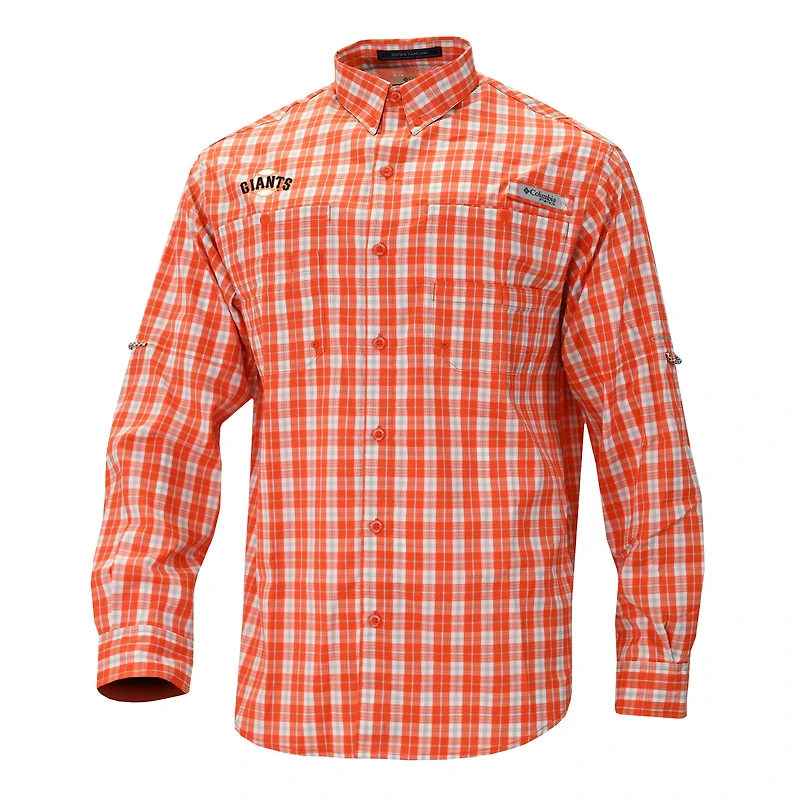 Men's Columbia  Orange San Francisco Giants Super Tamiami Omni-Shade Long Sleeve Button-Down Shirt