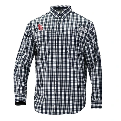 Men's Columbia  Navy St. Louis Cardinals Super Tamiami Omni-Shade Long Sleeve Button-Down Shirt