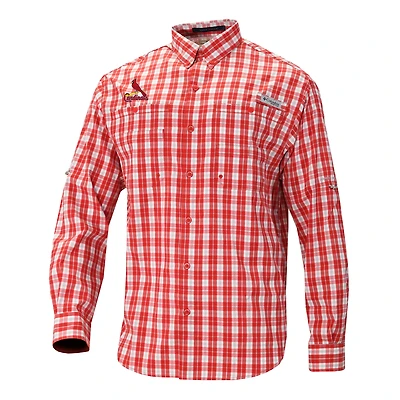 Men's Columbia  Red St. Louis Cardinals Super Tamiami Omni-Shade Long Sleeve Button-Down Shirt