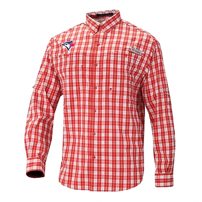 Men's Columbia  Red Toronto Blue Jays Super Tamiami Omni-Shade Long Sleeve Button-Down Shirt