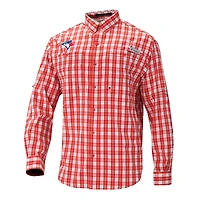 Men's Columbia  Red Toronto Blue Jays Super Tamiami Omni-Shade Long Sleeve Button-Down Shirt