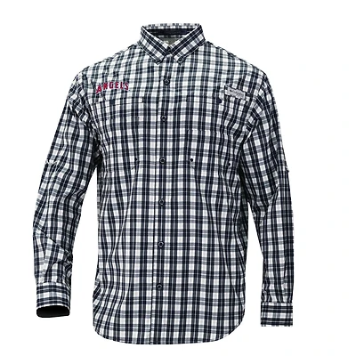 Men's Columbia  Navy Los Angeles Angels Super Tamiami Omni-Shade Long Sleeve Button-Down Shirt