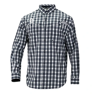 Men's Columbia  Navy Detroit Tigers Super Tamiami Omni-Shade Long Sleeve Button-Down Shirt