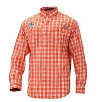 Men's Columbia  Orange Houston Astros Super Tamiami Omni-Shade Long Sleeve Button-Down Shirt