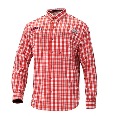 Men's Columbia  Red Los Angeles Angels Super Tamiami Omni-Shade Long Sleeve Button-Down Shirt