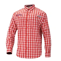 Men's Columbia  Red Los Angeles Angels Super Tamiami Omni-Shade Long Sleeve Button-Down Shirt