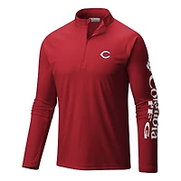 Men's Columbia  Red Cincinnati Reds Terminal Tackle Omni-Wick Raglan Quarter-Zip Pullover