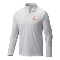Men's Columbia  White Baltimore Orioles Terminal Tackle Omni-Wick Raglan Quarter-Zip Pullover