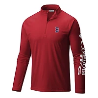 Men's Columbia  Red Boston Sox Terminal Tackle Omni-Wick Raglan Quarter-Zip Pullover