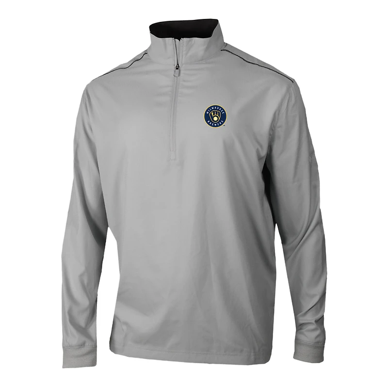 Men's Columbia  Gray Milwaukee Brewers Omni-Wick Bogey's Paradise Quarter-Zip Pullover