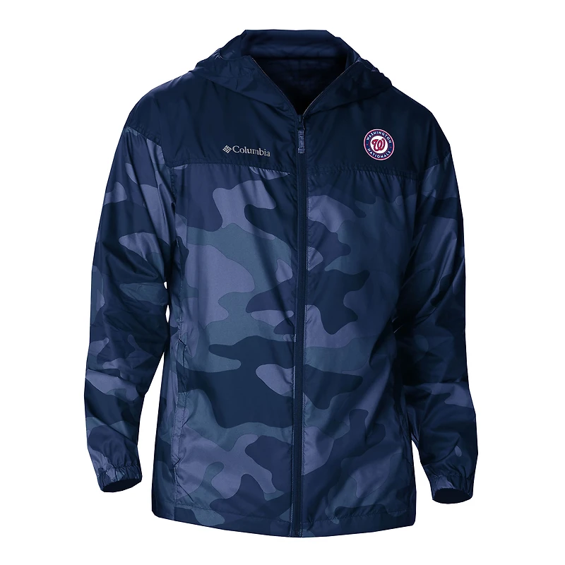 Men's Columbia Navy Washington Nationals Flash Challenger Novelty Omni-Tech Full-Zip Windbreaker