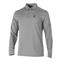 Men's Columbia  Gray Los Angeles Angels Omni-Wick Pin High Long Sleeve Polo