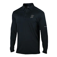 Men's Columbia Miami Marlins Omni-Wick Pin High Long Sleeve Polo
