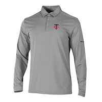 Men's Columbia Minnesota Twins Omni-Wick Pin High Long Sleeve Polo