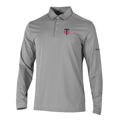 Men's Columbia Minnesota Twins Omni-Wick Pin High Long Sleeve Polo