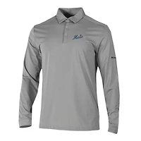 Men's Columbia  Gray New York Mets Omni-Wick Pin High Long Sleeve Polo