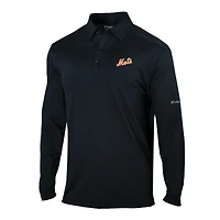 Men's Columbia  Black New York Mets Omni-Wick Pin High Long Sleeve Polo