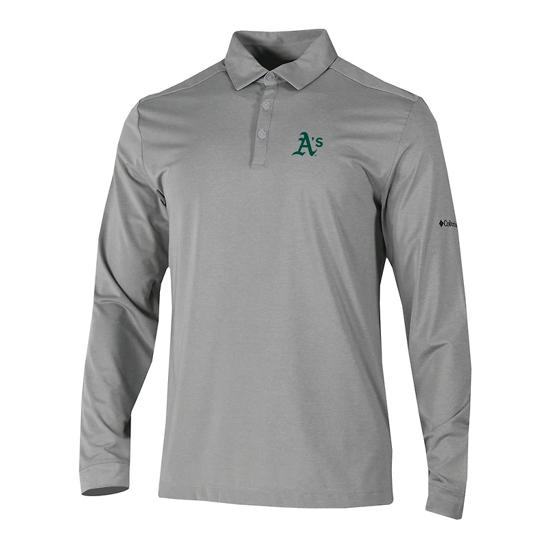 Men's Columbia  Gray Athletics Omni-Wick Pin High Long Sleeve Polo