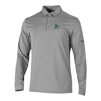 Men's Columbia  Gray Athletics Omni-Wick Pin High Long Sleeve Polo