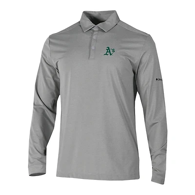 Men's Columbia  Gray Athletics Omni-Wick Pin High Long Sleeve Polo