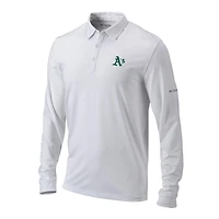 Men's Columbia  White Athletics Omni-Wick Pin High Long Sleeve Polo