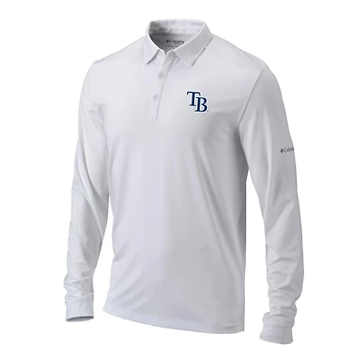 Men's Columbia  White Tampa Bay Rays Omni-Wick Pin High Long Sleeve Polo