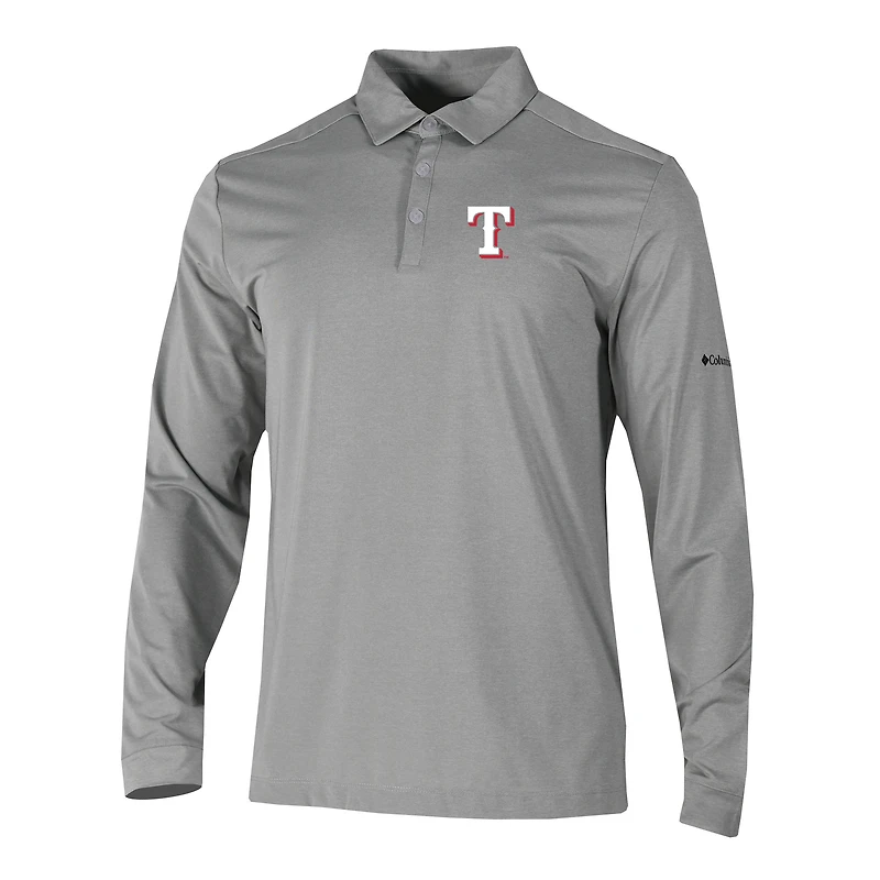 Men's Columbia Texas Rangers Omni-Wick Pin High Long Sleeve Polo